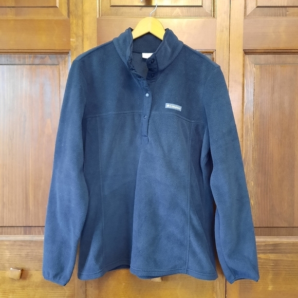 Columbia black t-snap pullover fleece shirt jacket - Picture 1 of 9
